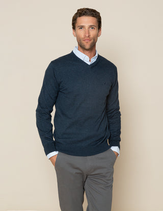 JERSEY CLASSIC V NECK COTTON MARINO